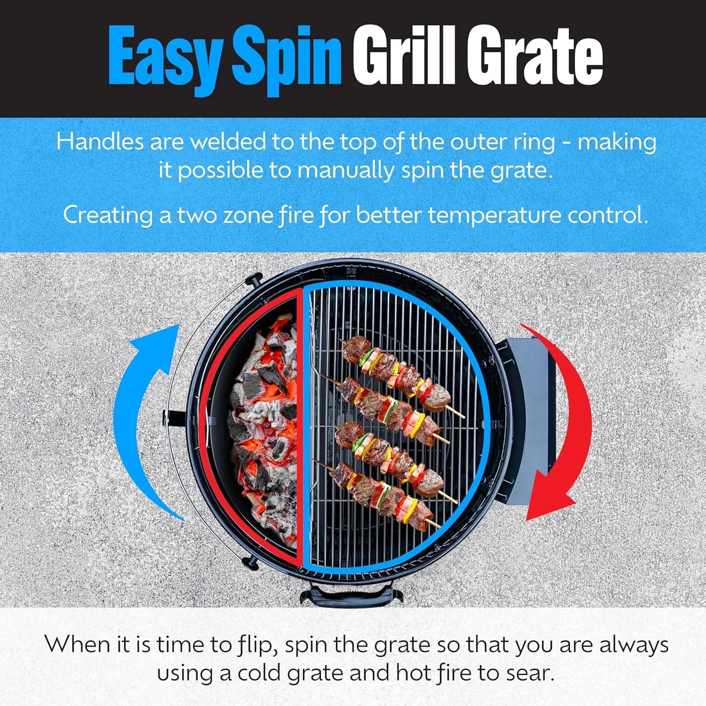 SnS Two Zone Cooking Grate With EasySpin For 67cm Kettles (shipping) - Image 4
